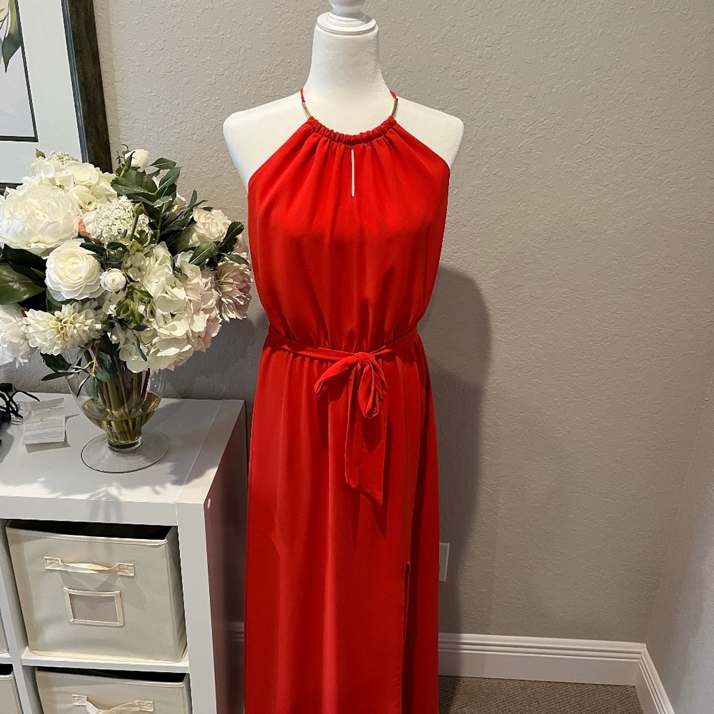 Gianni Bini long Red/orange dress.  Size Medium